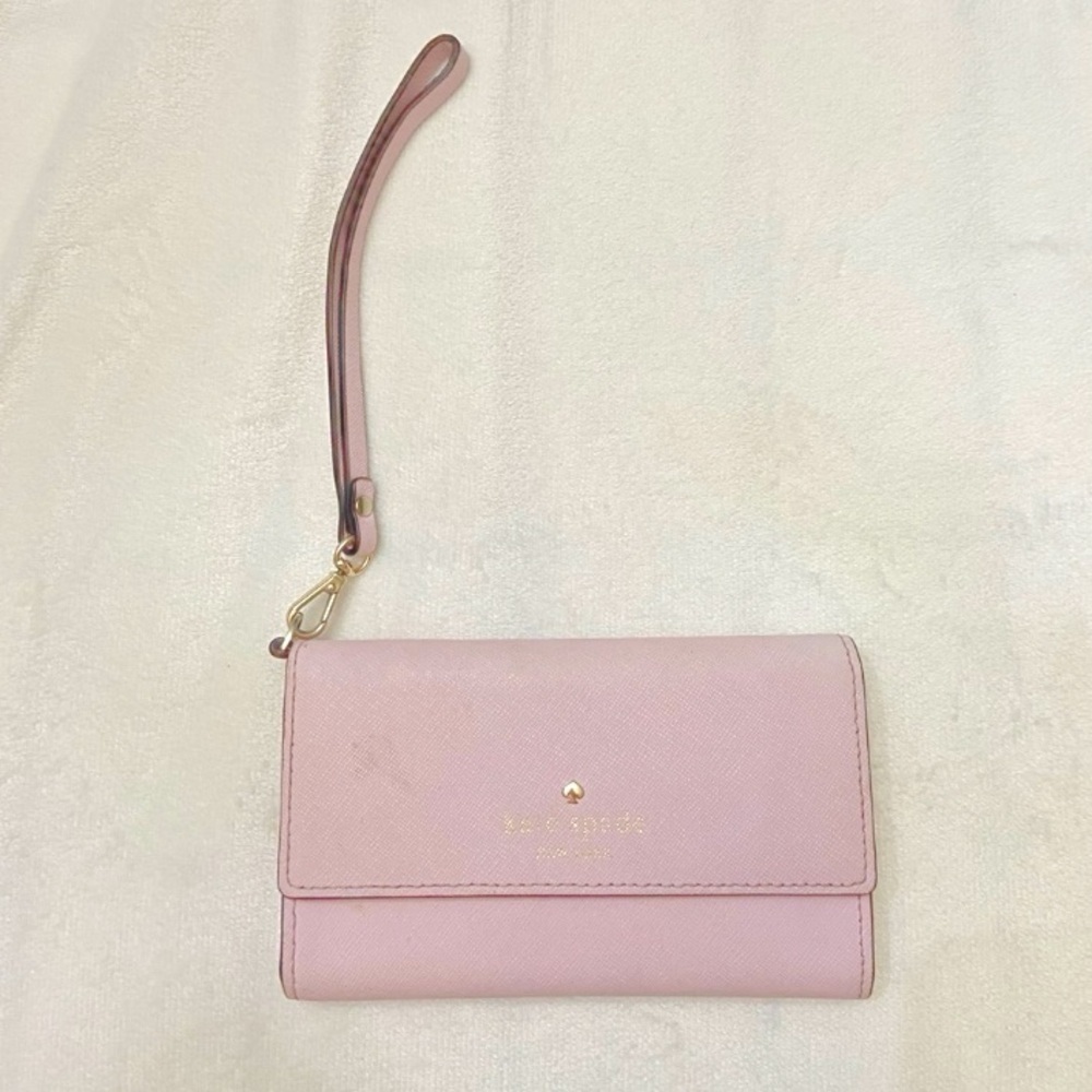 Kate Spade Pink trifold card Wallet wristlet 3581